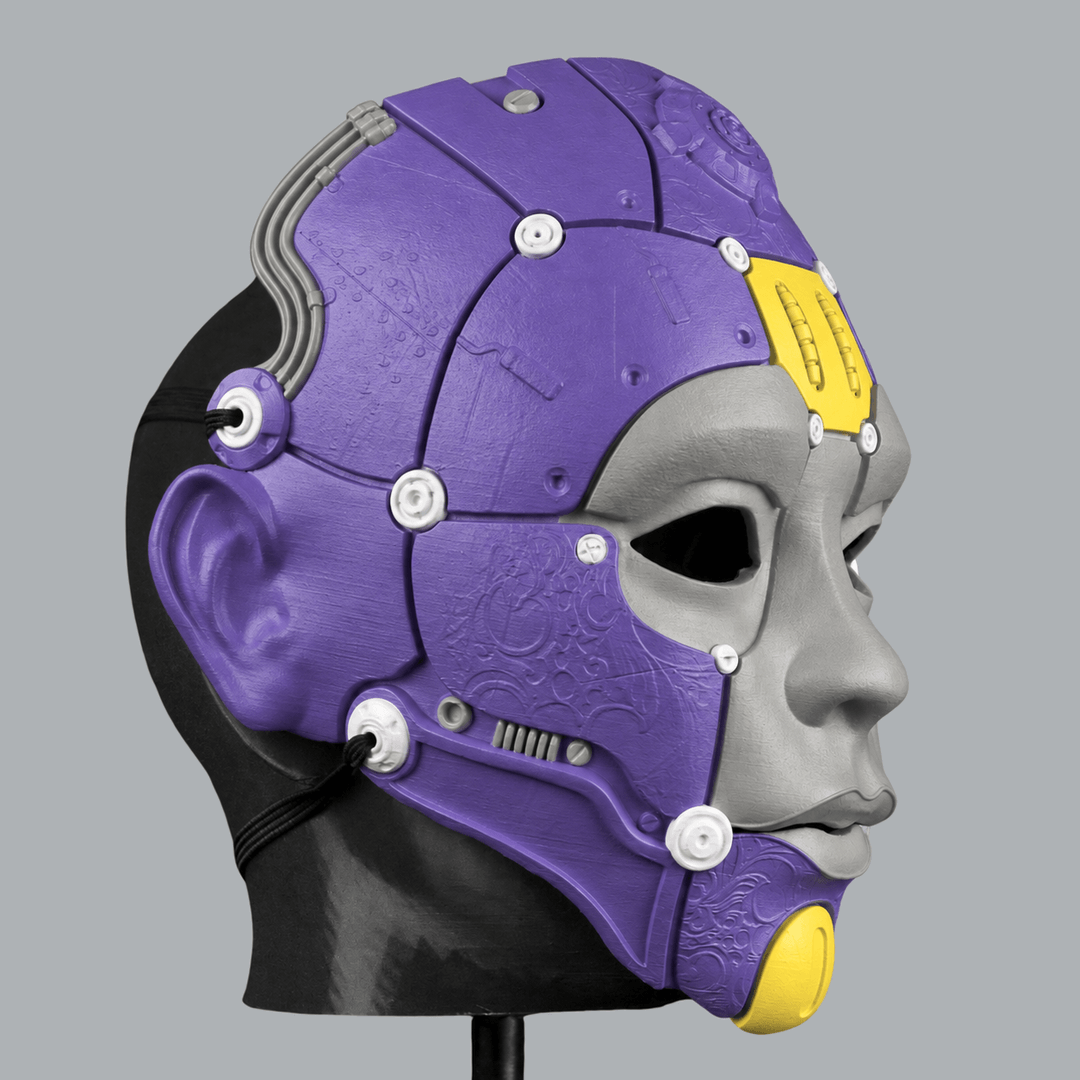 Space Armory Cyborg Humanoid Robot Mask - Royal Purple / Mouse / Easter Yellow Masks